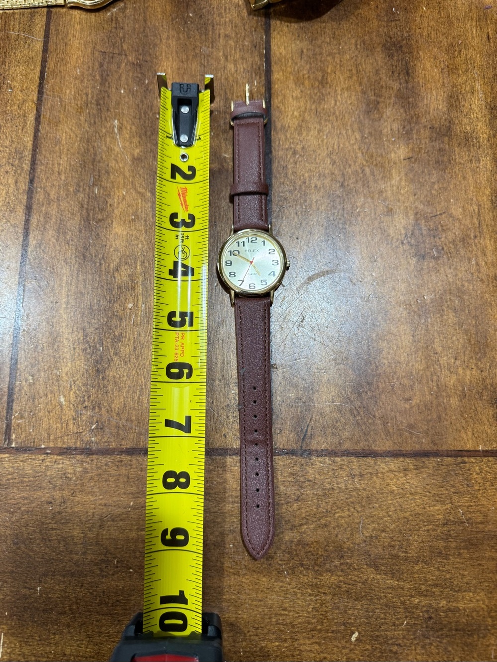 Men’s Brown Leather Strap Watch with Gold-Tone Case